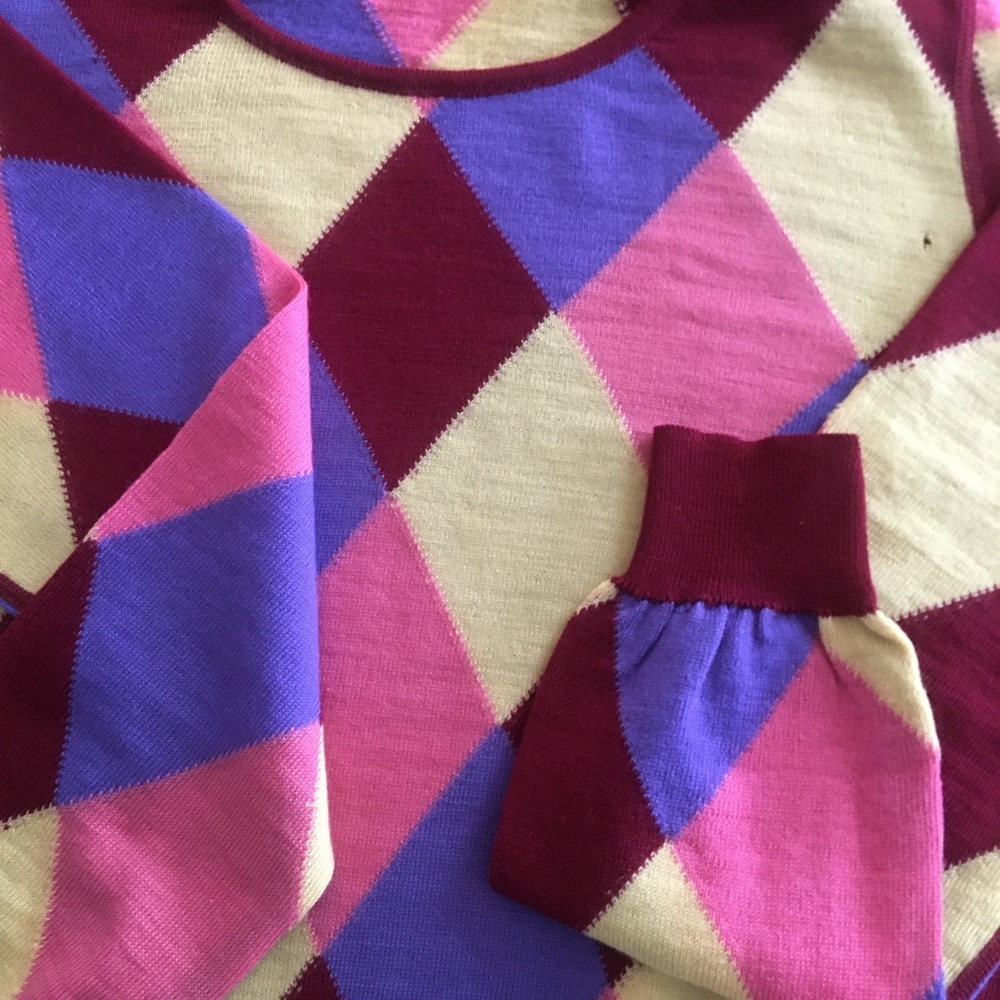 Yves Saint Laurent Pink and Purple Argyle Sweater
